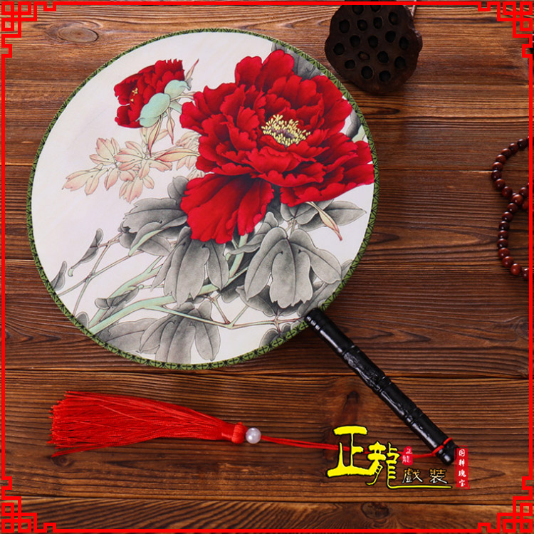 叶城古典中国风团扇空白扇跳舞蹈扇 真丝宫扇