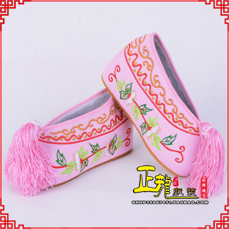 叶城花旦鞋女绣花彩鞋 舒适款草花内高彩鞋