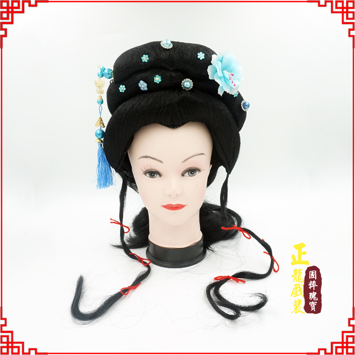 叶城戏剧服装京剧越剧小旦花旦丫鬟假发 小姐头套